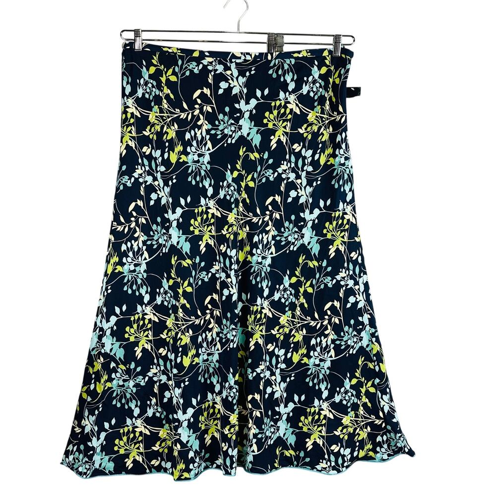 New Valerie Stevens Womans Sz 22W Plus Skirt Floral Silk Blue Lined Long NWT